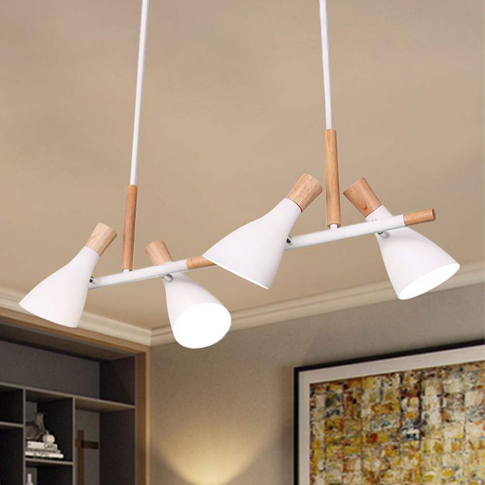 White Morandi style pendant light, wood accents