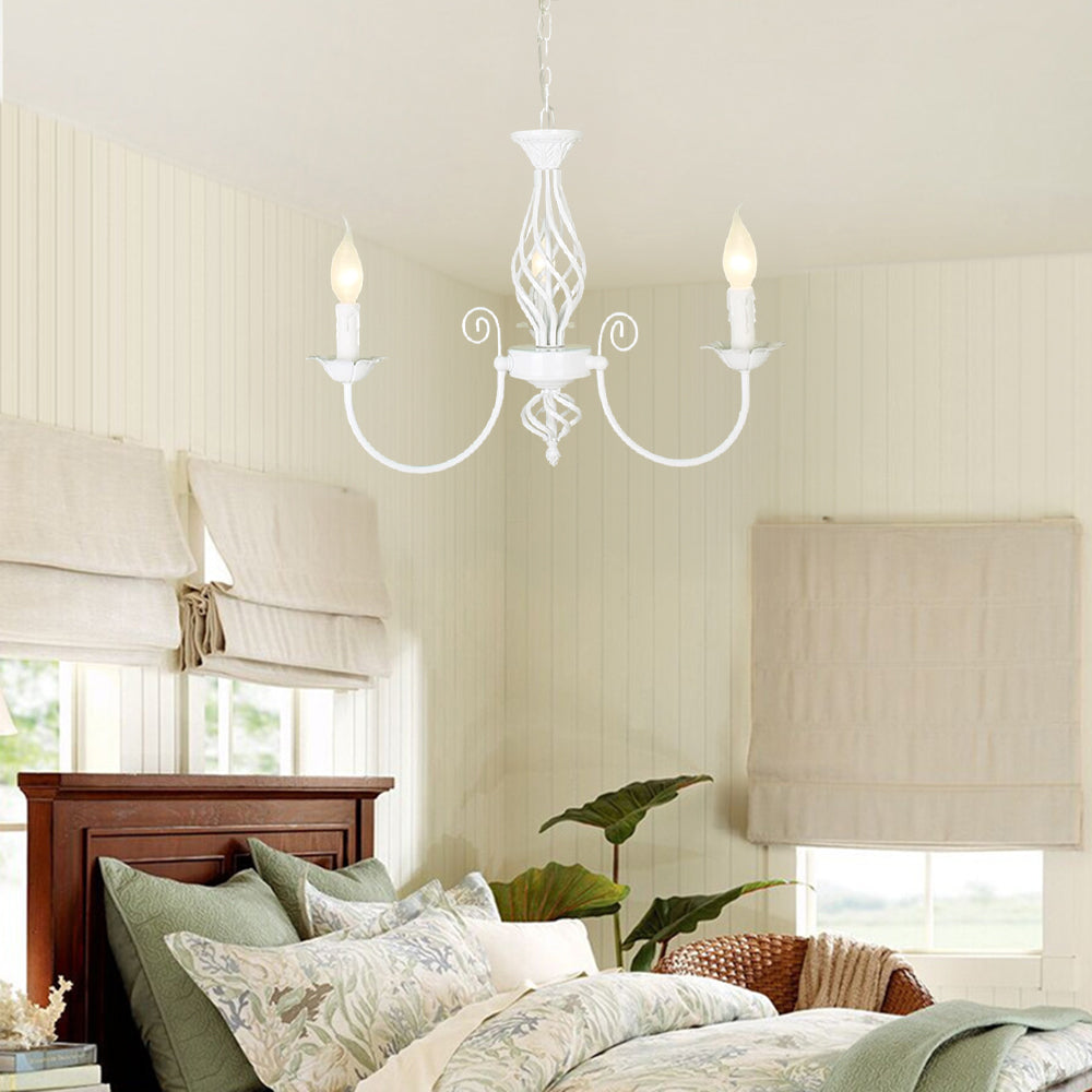White Silva candle pendant light in bedroom