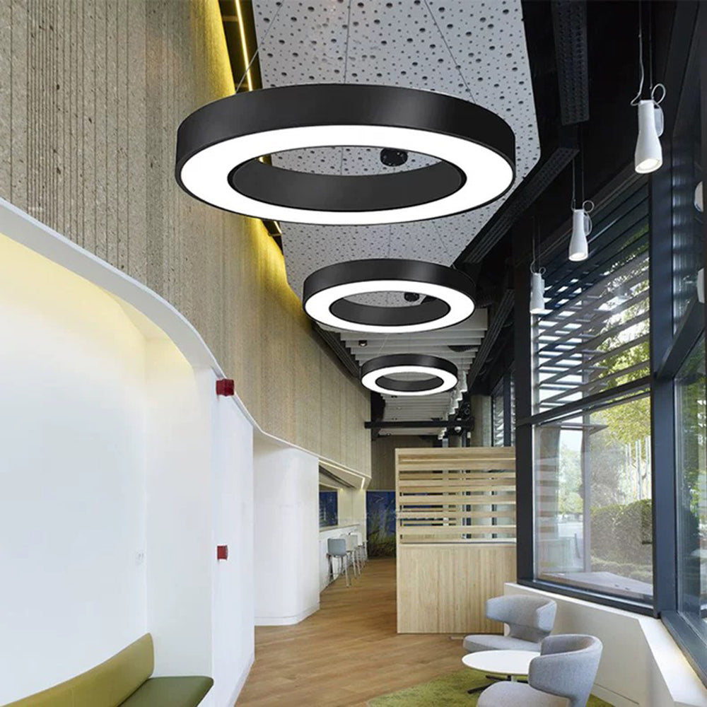 Arisha minimalist ring pendant lights in modern office space