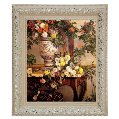 Flowers by Frederic Bazille Oil Painting Reproduction in Ornate Frame