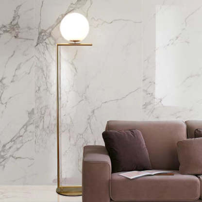 Valentina brass floor lamp in living room setting