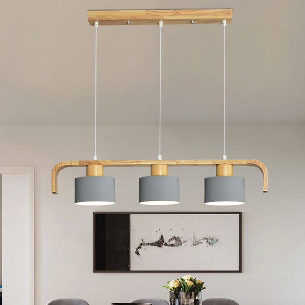Morandi Pendant Light with grey cylinder shades