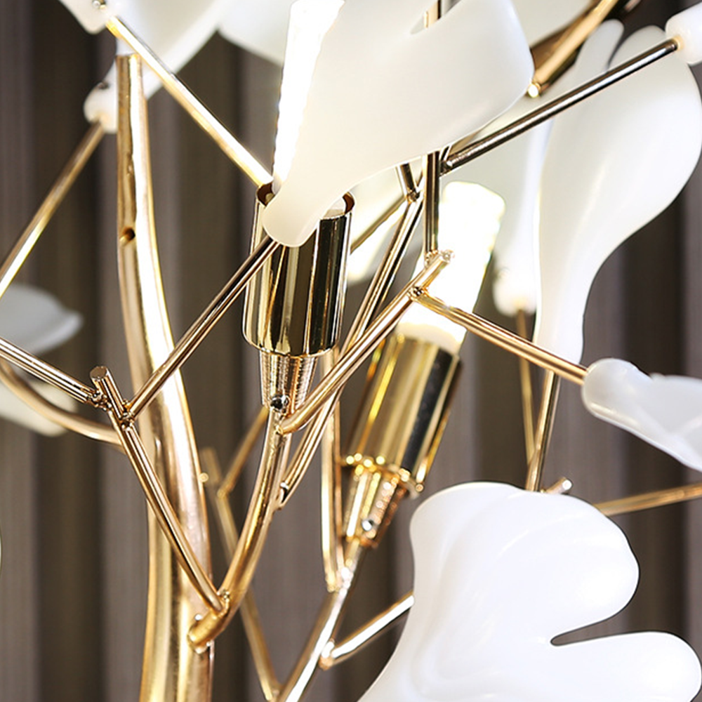 Olivia Floor Lamp Leaf Detail - Ceramic & Metal