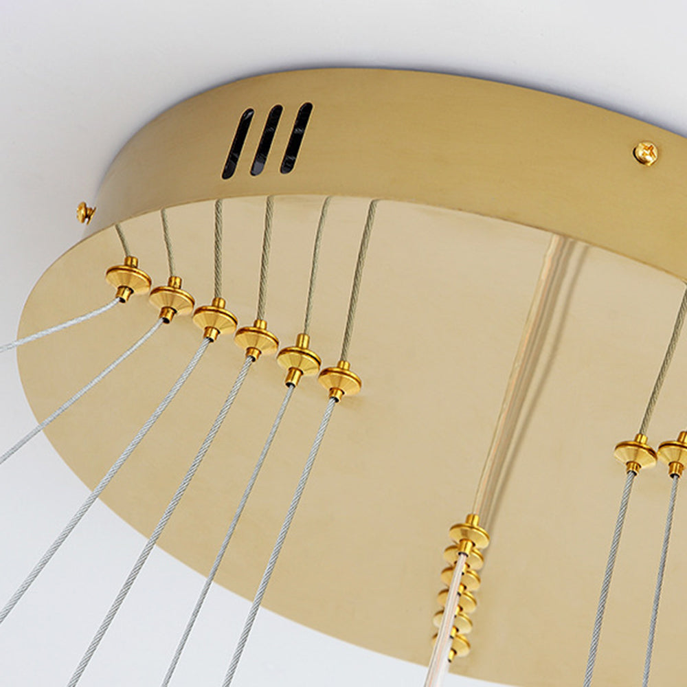 Arisha pendant light gold base detail. Living room lighting fixture.