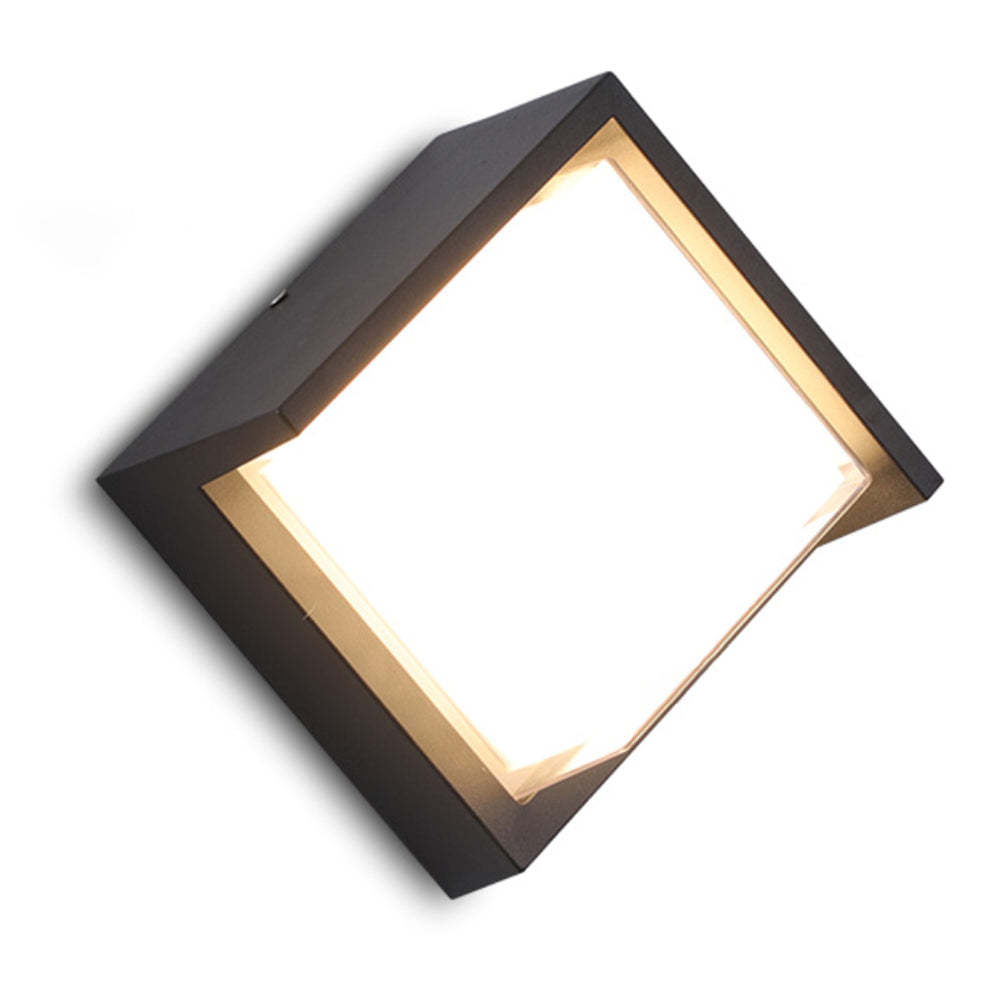Black Orr Modern Square Outdoor Wall Lamp, warm light
