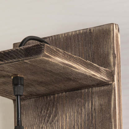 Austin wood & metal jar wall lamp detail. Vintage lighting fixture.