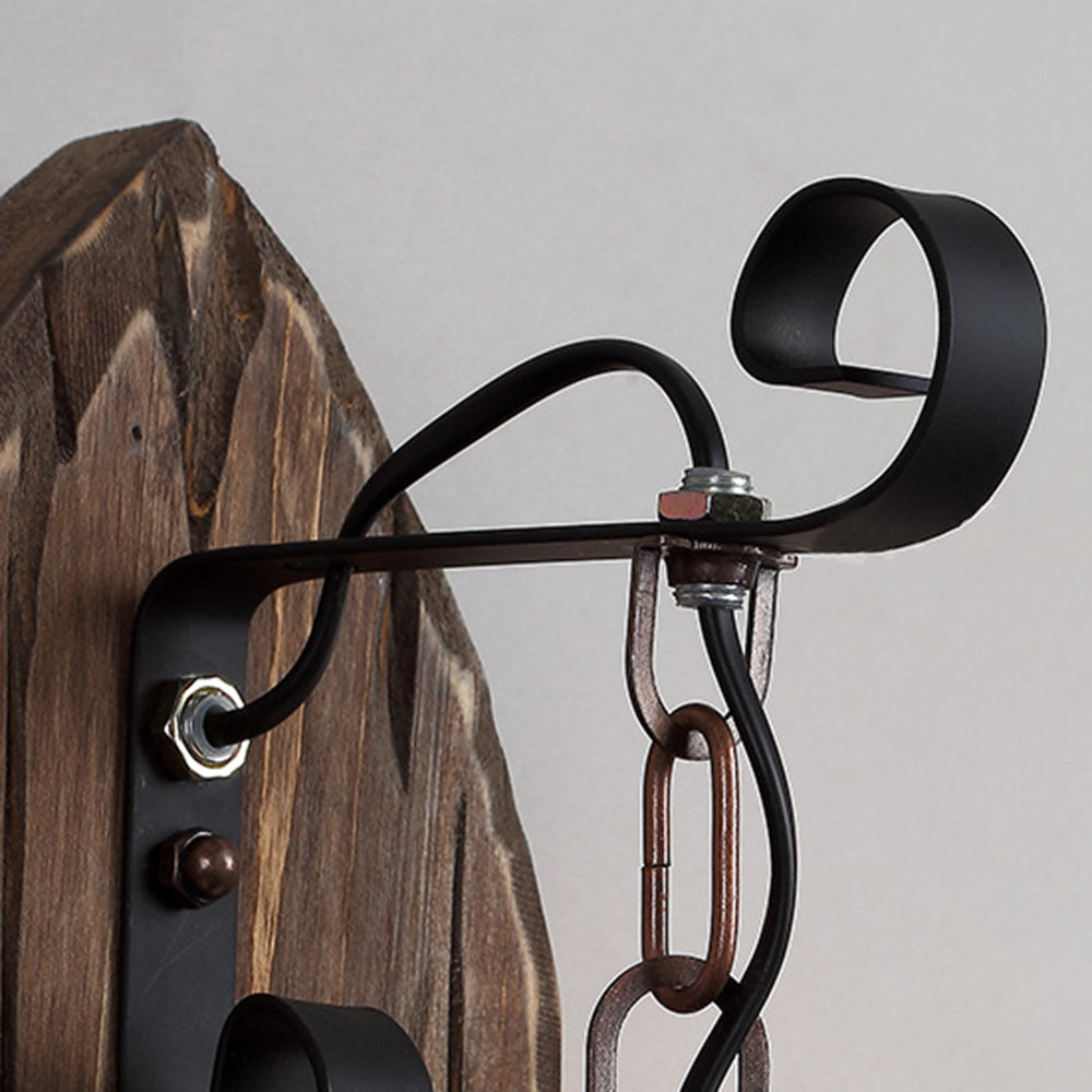Rustic Austin Leaf Wall Lamp, wood and metal details