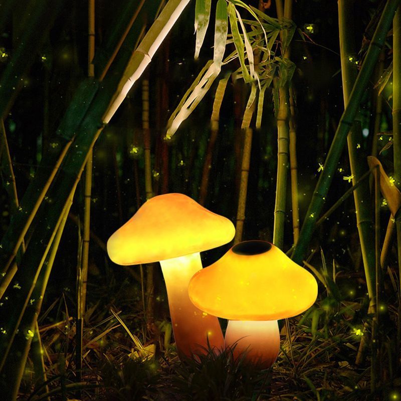 Las Sola Pena mushroom ground lights in bamboo garden