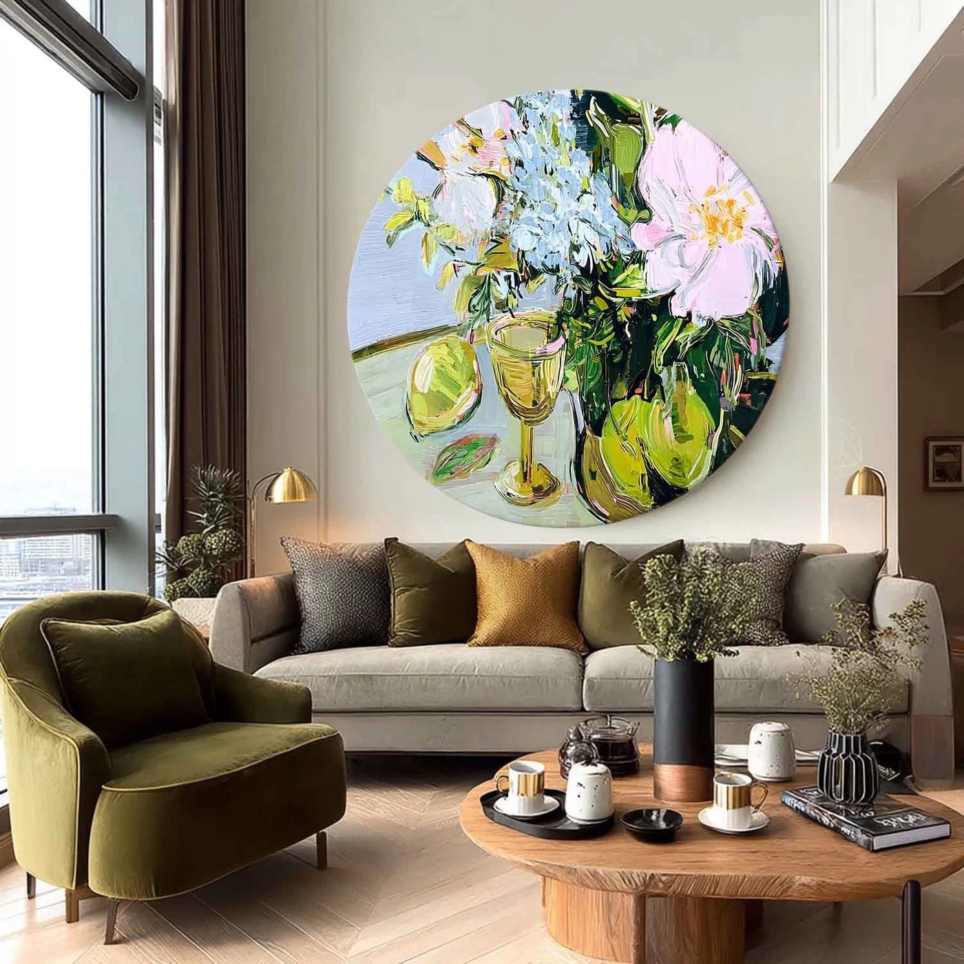 Contemporary Realism Round Wall Art Framed Oil Painting | Las Sola