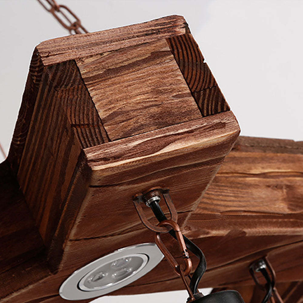Austin Retro Pendant Light: Wood and Metal Close-up