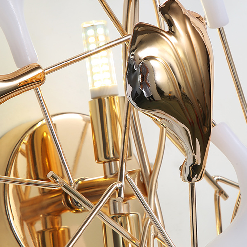 Olivia Wall Lamp Detail: Gold Metal and Ceramic Design