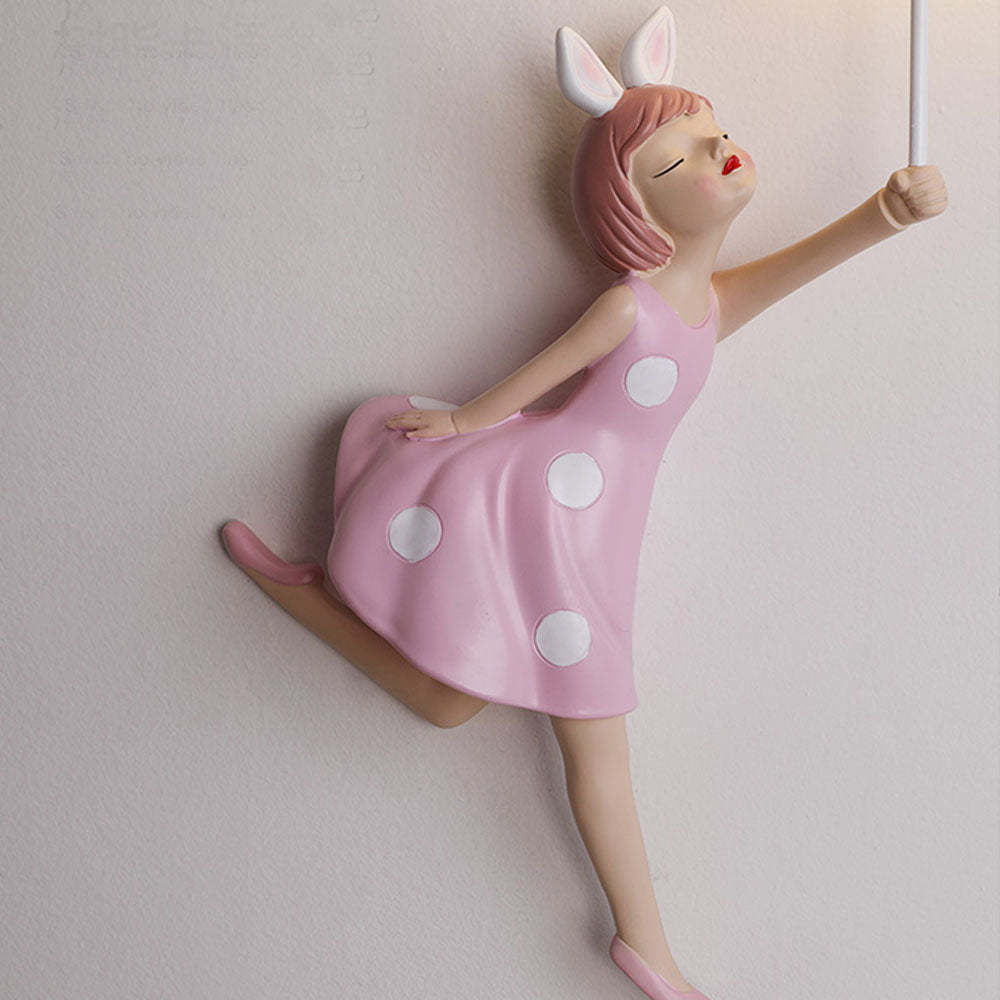 Pink girl wall lamp with bunny ears