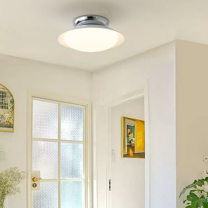 Morandi Bowl-shaped Ceiling Light illuminating hallway