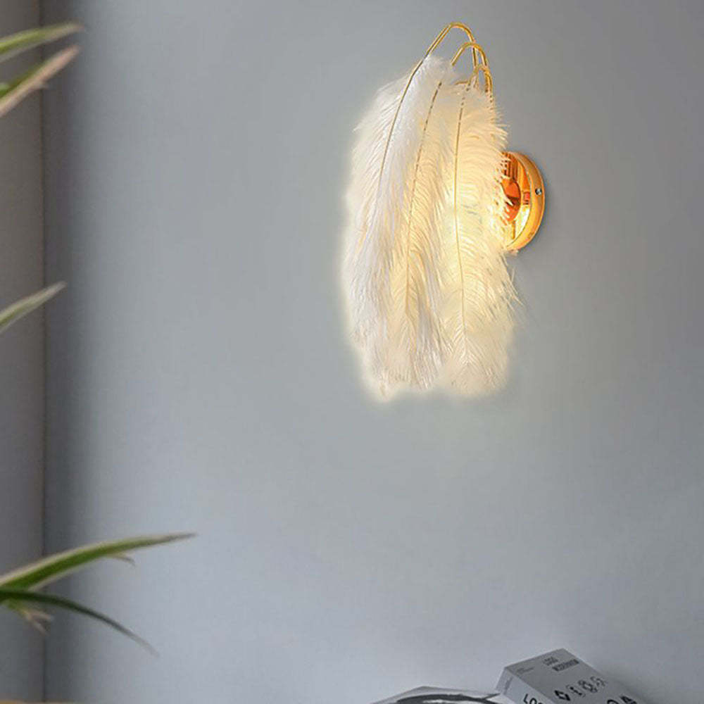 O'Moore Feather Wall Lamp illuminating