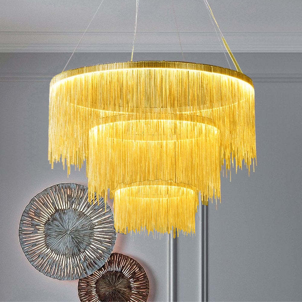 Gold Colon Tassel Chain Art Deco Pendant Light