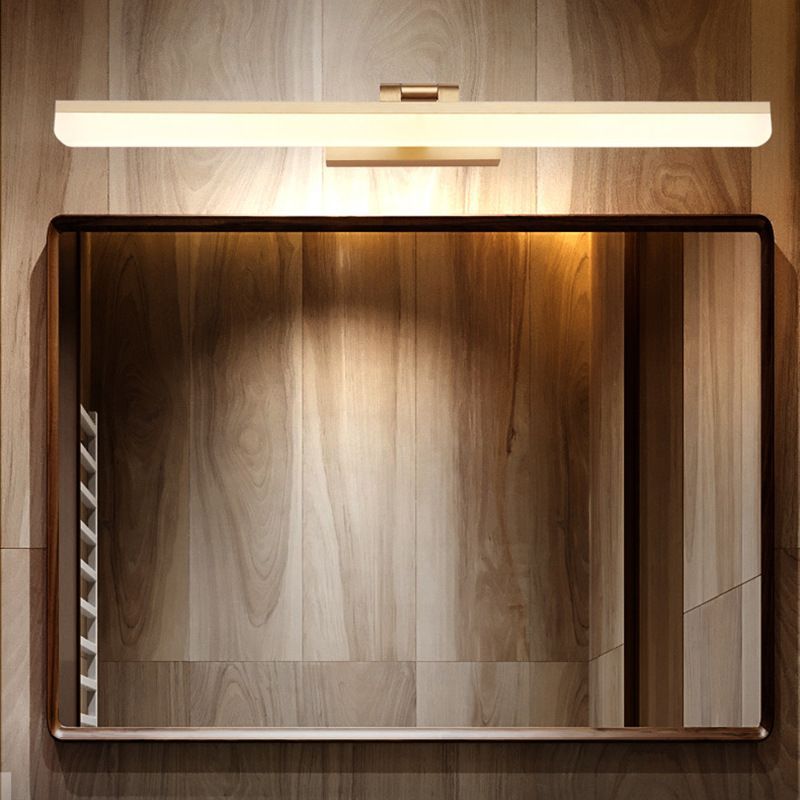 Bathroom mirror with modern linear wall lamp lighting