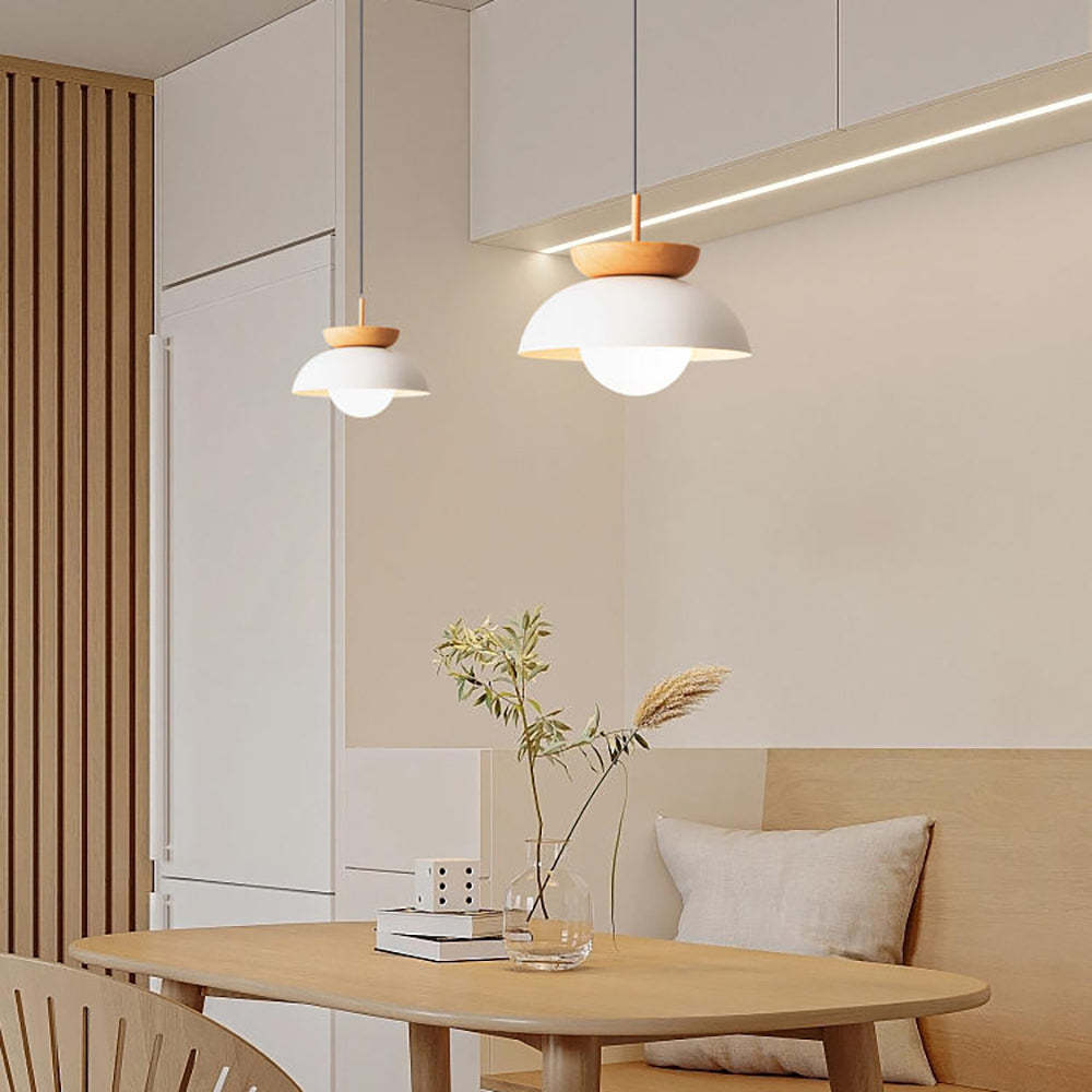 Ozawa Nordic pendant lights in kitchen, wood and metal