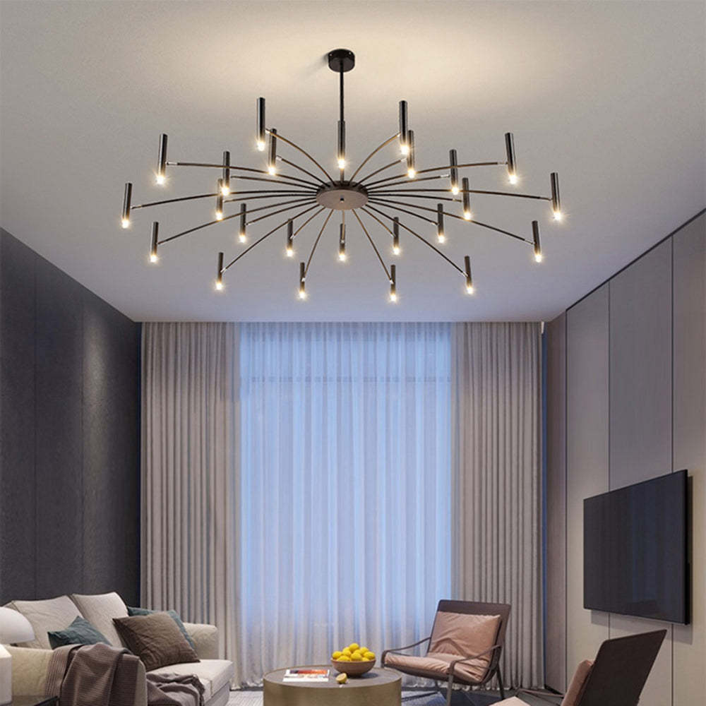 Modern chandelier in a living room setting