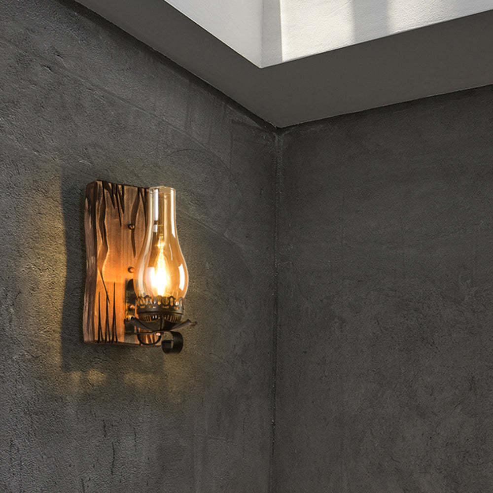 Rustic candle wall lamp. Austin style lighting for bedroom.