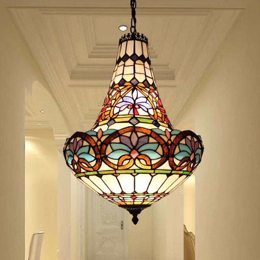 Eryn Vintage stained glass pendant light, hallway lighting