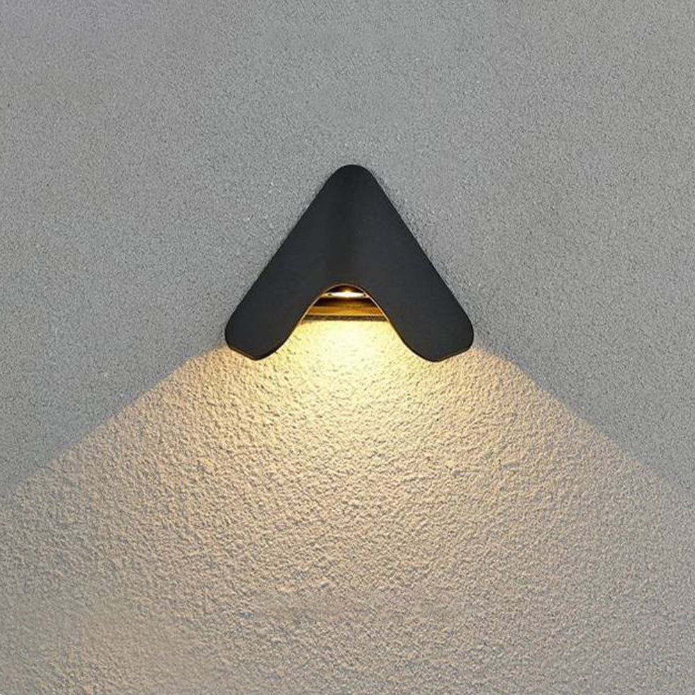 Black Orr Triangle Metal Outdoor Wall Lamp with warm light