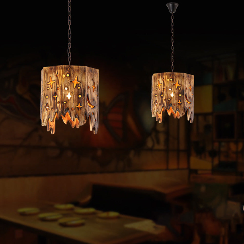 Starry wood pendant light, Austin style