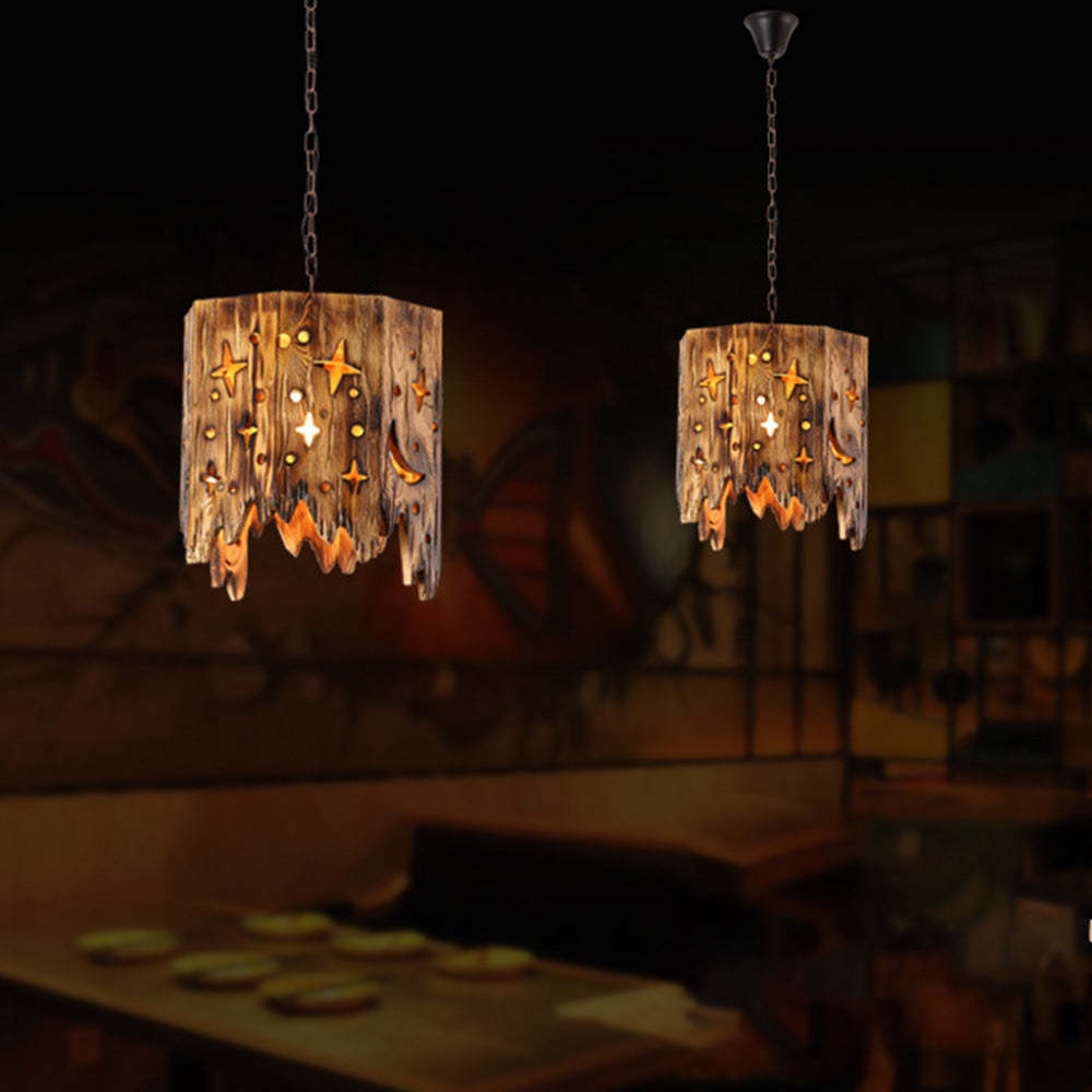 Starry wood pendant light, Austin style