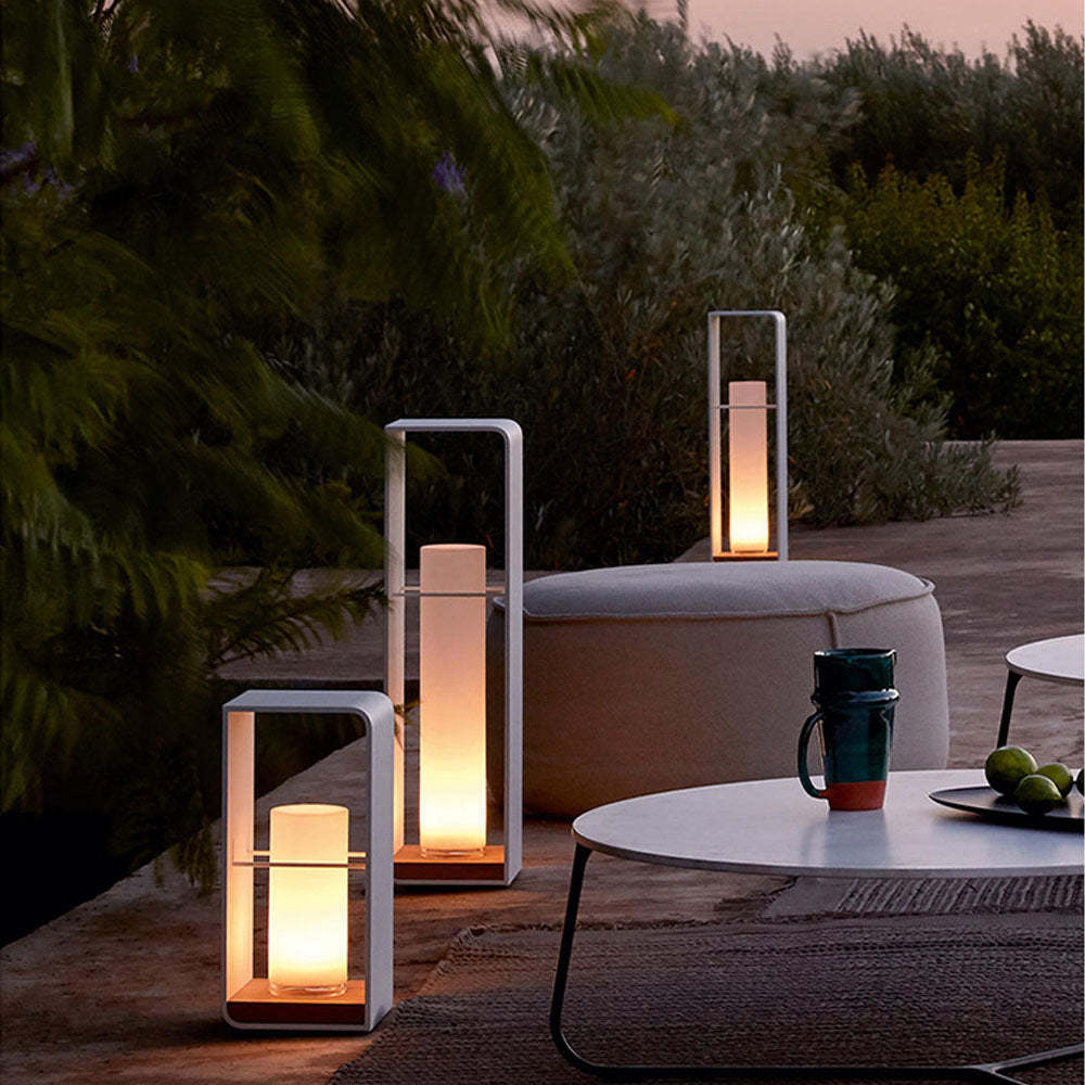 Orr minimalist cuboid outdoor floor lamps illuminate patio Orr Minimalist Cuboid Candle Outdoor Floor Lamp Garden