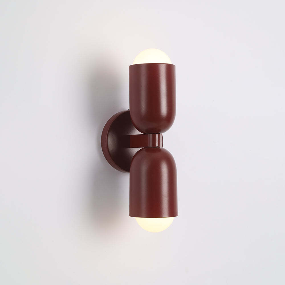Dark Red Morandi wall lamp: Double light fixture.