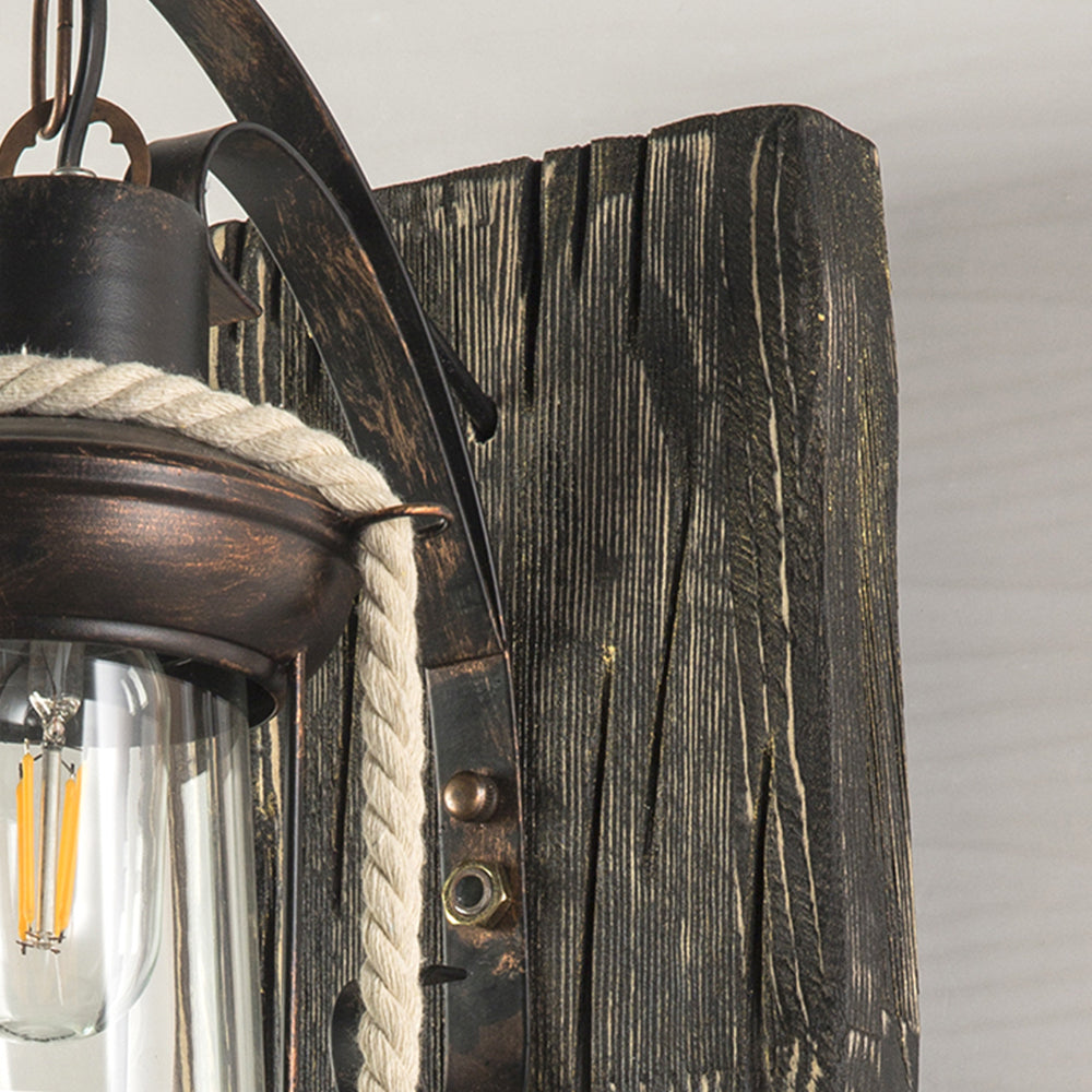 Alessio wall lamp. Retro wooden bedroom lighting.
