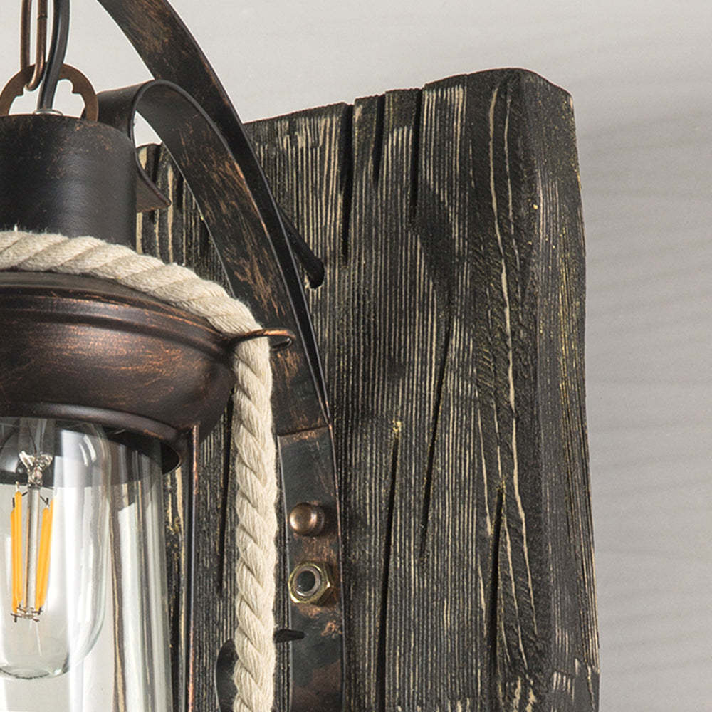 Alessio wall lamp. Retro wooden bedroom lighting.