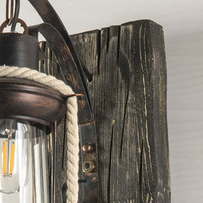 Alessio wall lamp. Retro wooden bedroom lighting.