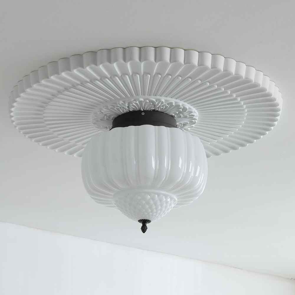 Nielsen Modern Ceiling Light, White Glass Shade