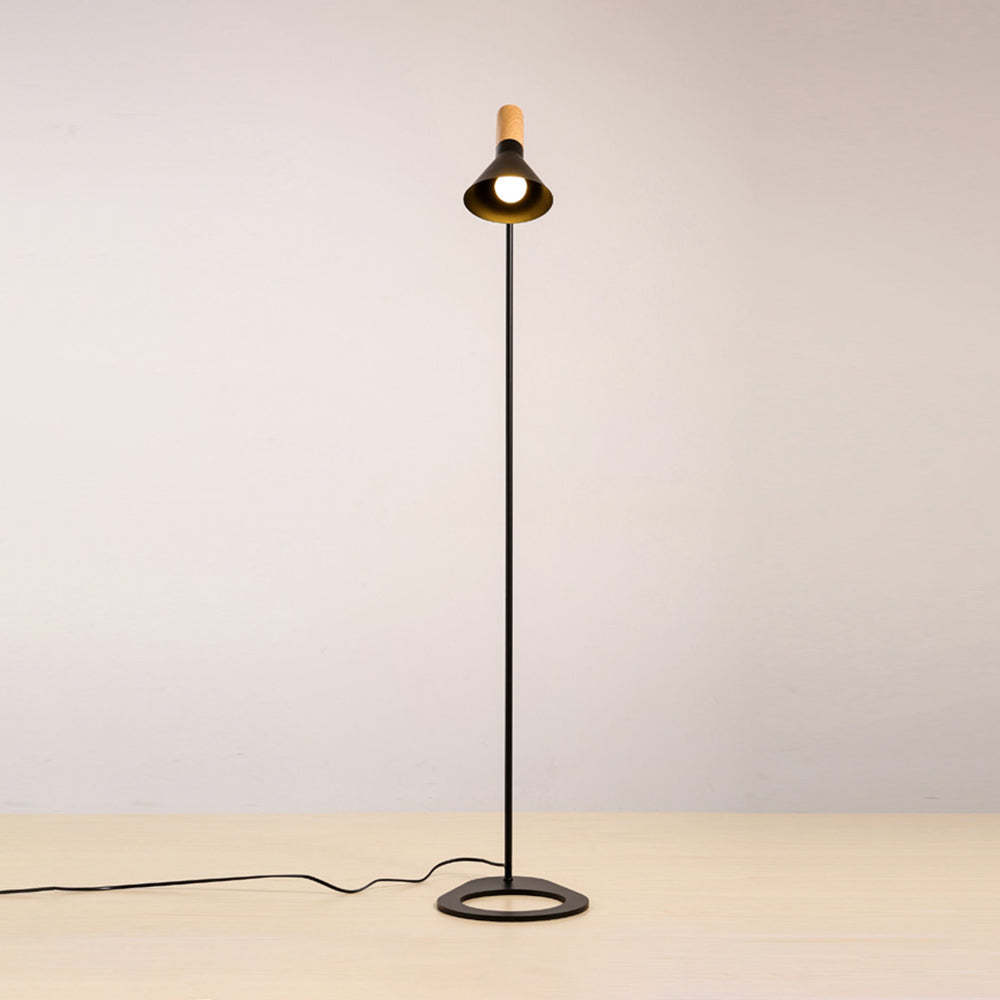 Carins floor lamp in black metal and wood with warm light