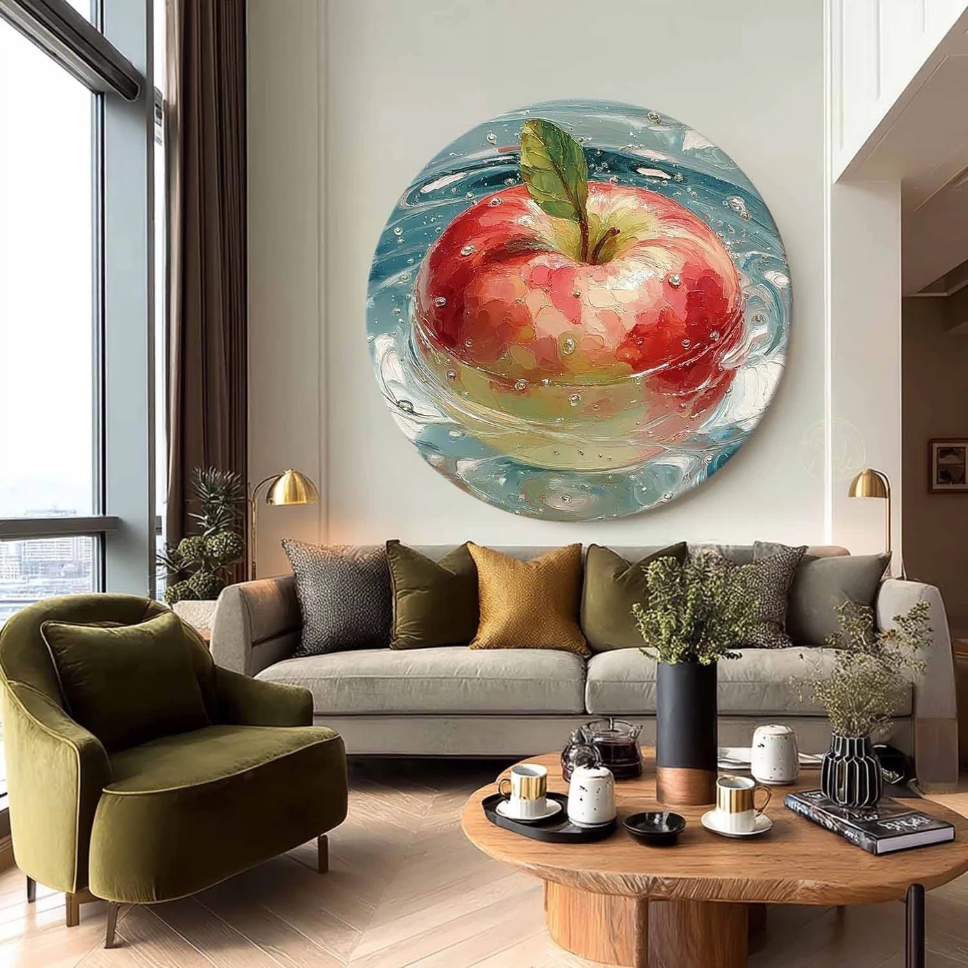 Contemporary Realism Round Wall Art Framed Oil Painting | Las Sola
