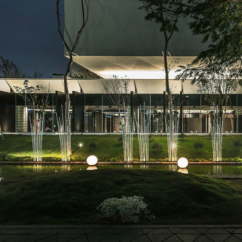 Riley Optical Fiber LED Ground Light illuminating exterior at night