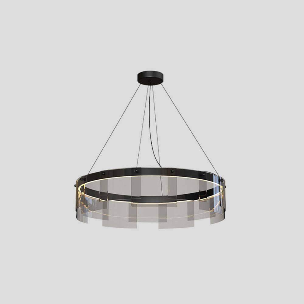 Evette ring pendant light, modern metal and glass
