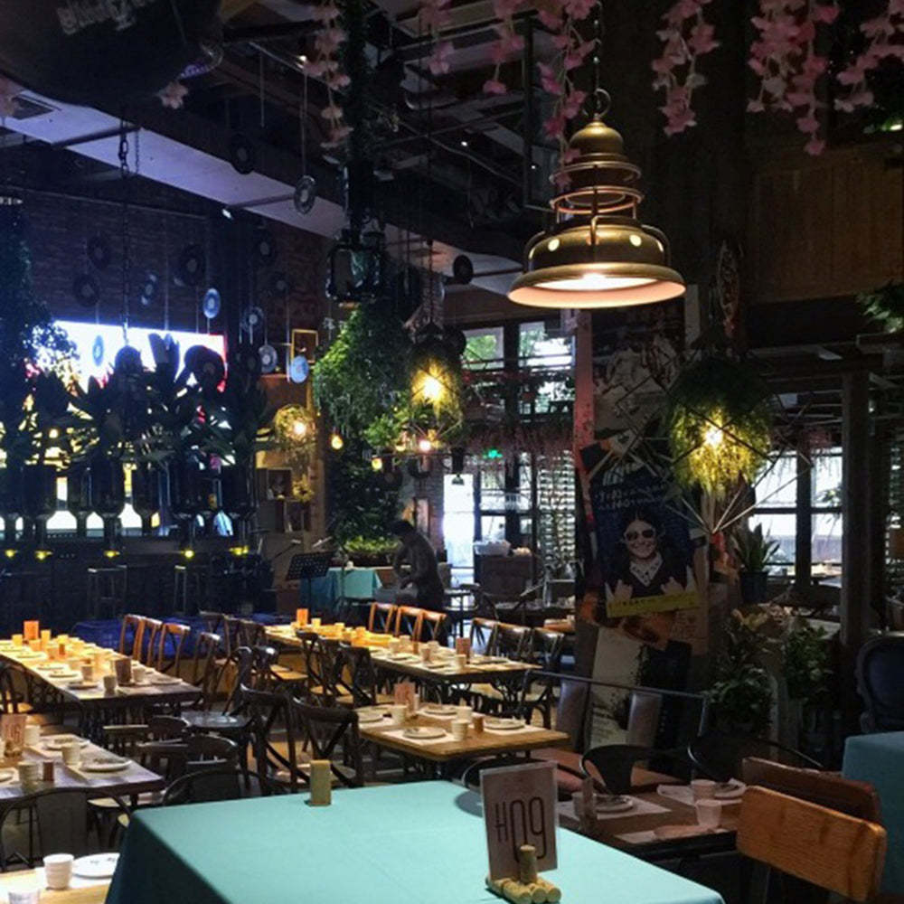 Alessio Brass Pendant Light in Retro Restaurant
