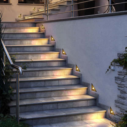 Outdoor stair lighting with triangle step lights