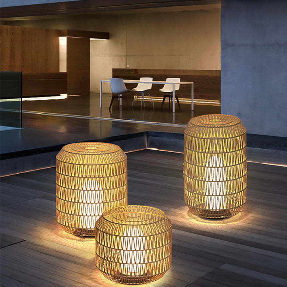 Ritta Rattan Floor Lamps Outdoor, Warm Ambient Lighting