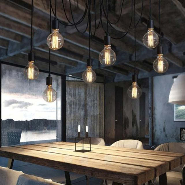 Alessio LED Spider Chandelier over dining table