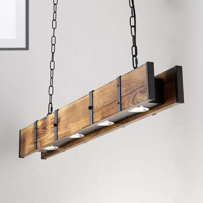 Alessio wood pendant light, linear design for dining room