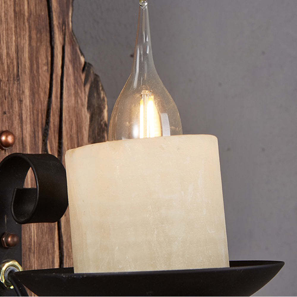 Austin Wall Lamp: Wood and Metal Rustic Sconce