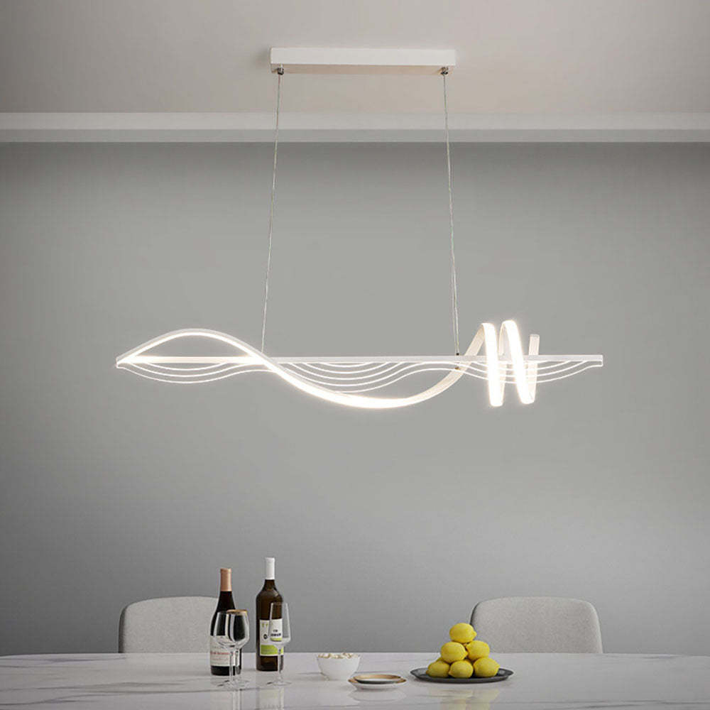 Contemporary Style Linear Metal Pendant Light White/Black|Las Sola