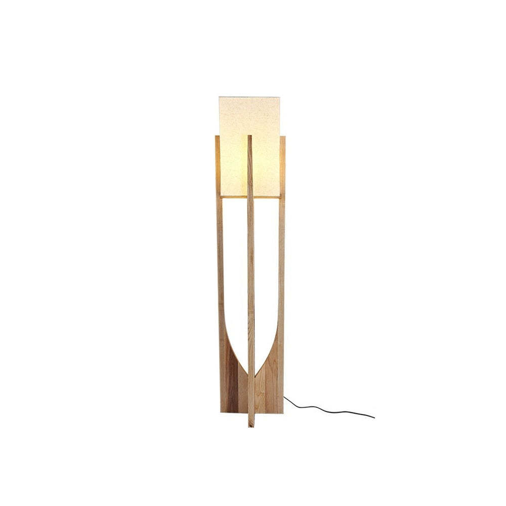 Ozawa wood floor lamp with fabric shade