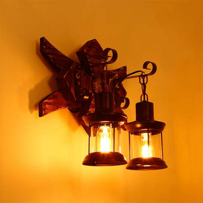 Austin Wall Lamp: Rustic double lantern lighting fixture