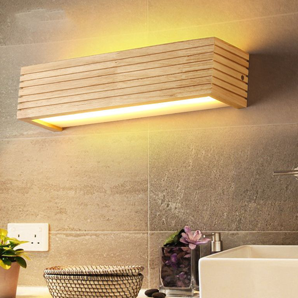 Ozawa Wooden LED Wall Sconce in Bathroom