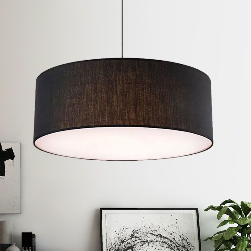 Black fabric drum pendant light, Renée style