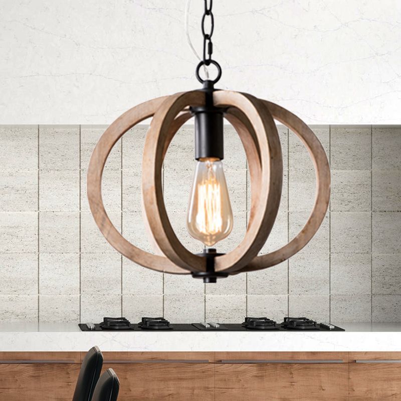 Alessio Wood Pendant Light above kitchen counter.