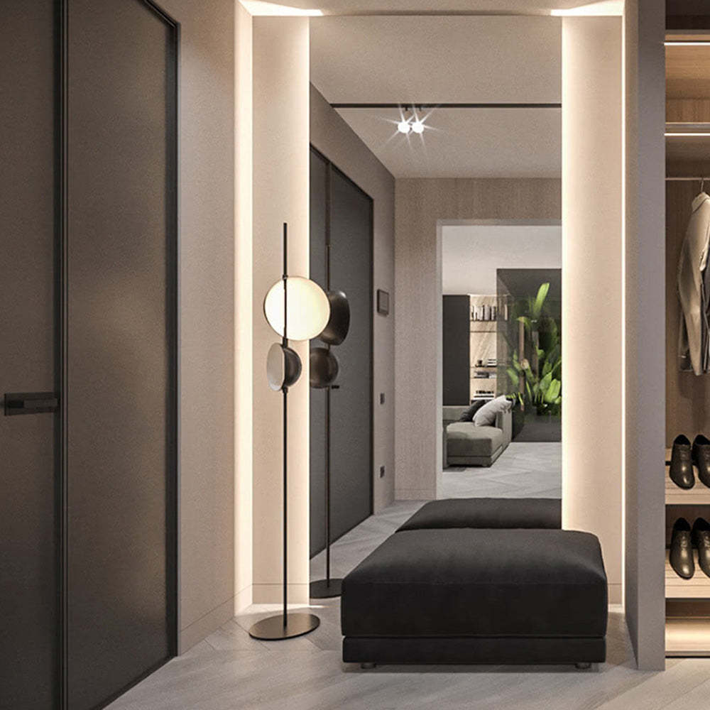 Salgado floor lamp in modern hallway design, minimalist style